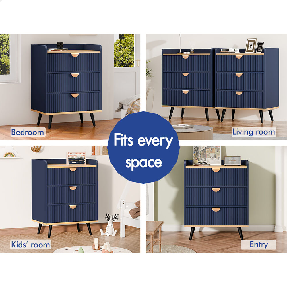 ALFORDSON 3 Chest of Drawers Modern Storage Cabinet Dresser Tallboy Blue