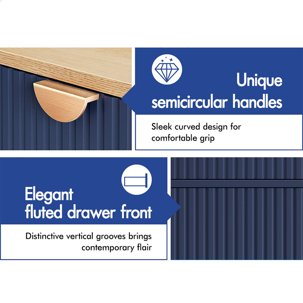 ALFORDSON 3 Chest of Drawers Modern Storage Cabinet Dresser Tallboy Blue