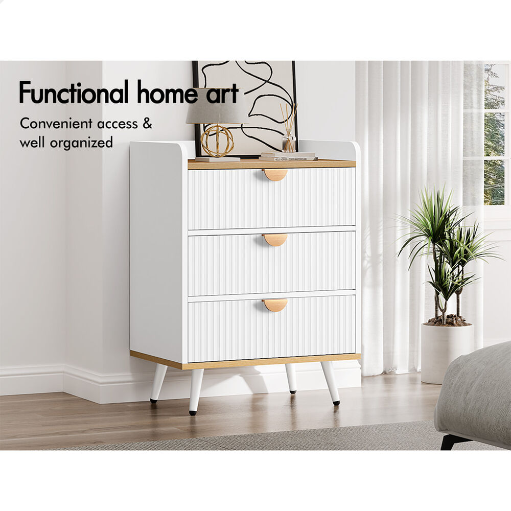 ALFORDSON 3 Chest of Drawers Modern Storage Cabinet Dresser Tallboy Wood White