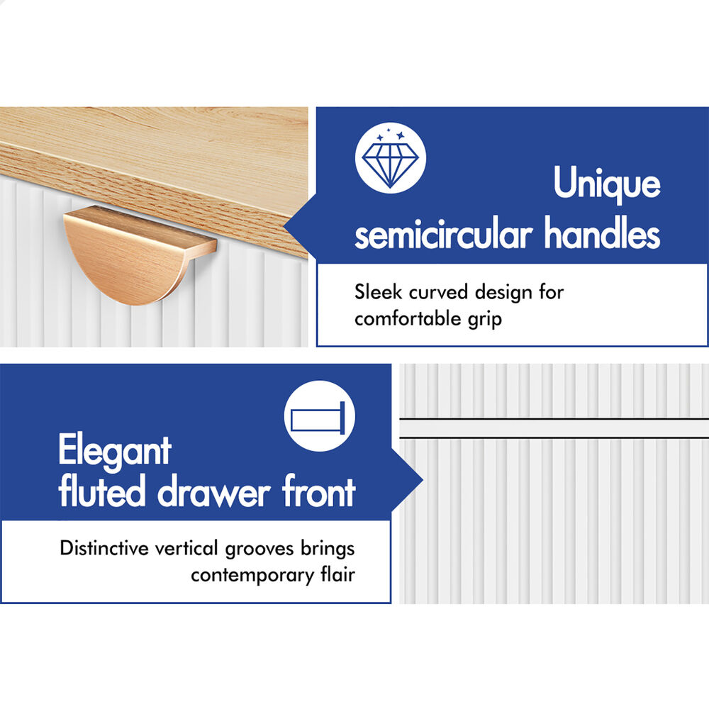 ALFORDSON 3 Chest of Drawers Modern Storage Cabinet Dresser Tallboy Wood White