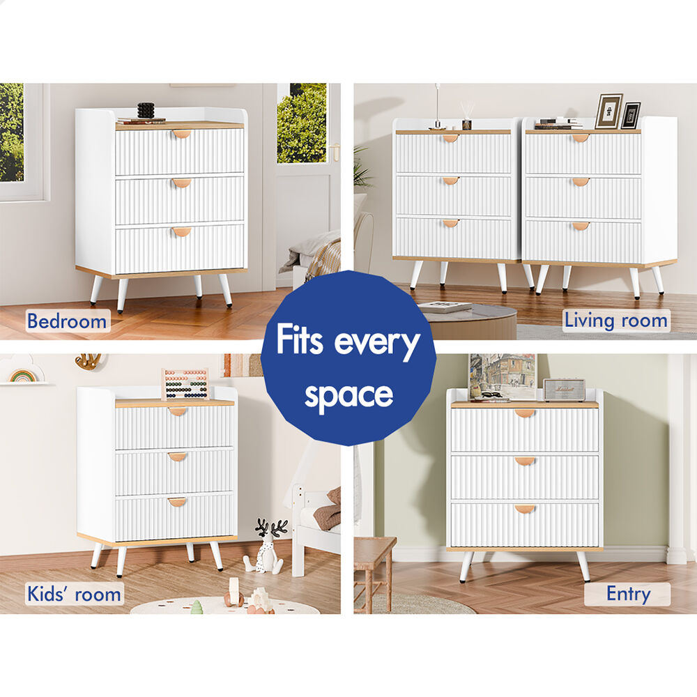 ALFORDSON 3 Chest of Drawers Modern Storage Cabinet Dresser Tallboy Wood White