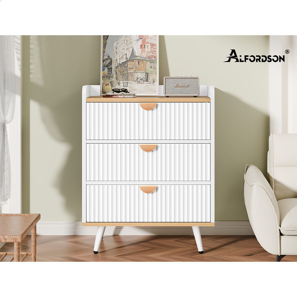 ALFORDSON 3 Chest of Drawers Modern Storage Cabinet Dresser Tallboy Wood White