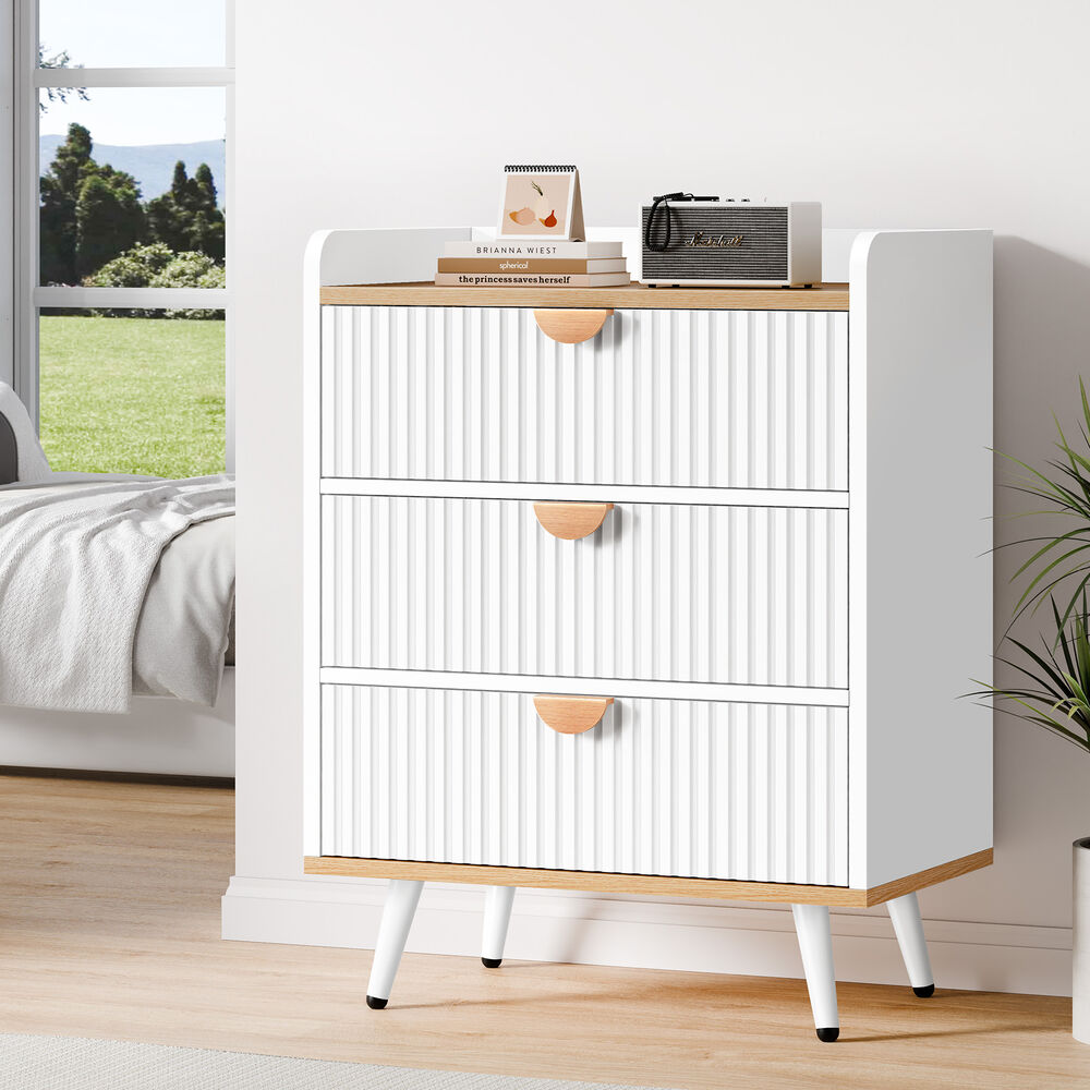 ALFORDSON 3 Chest of Drawers Modern Storage Cabinet Dresser Tallboy Wood White