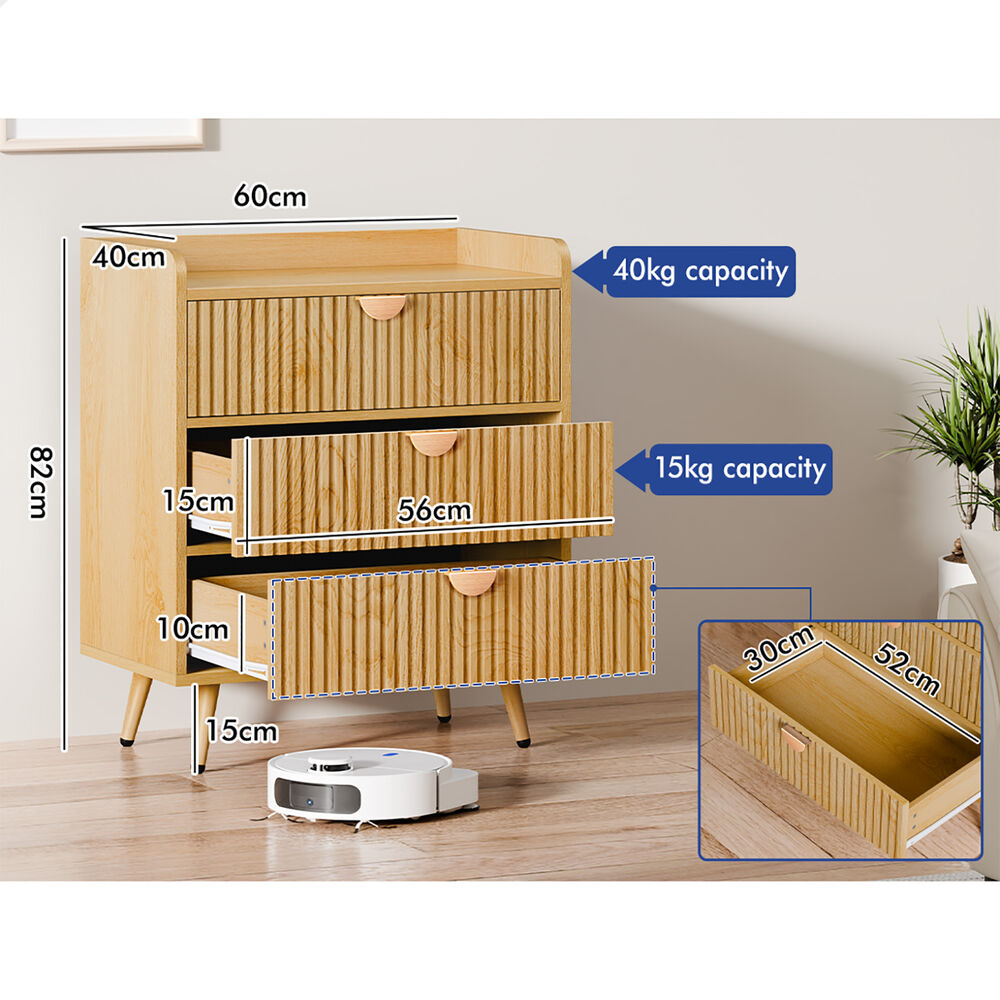 ALFORDSON 3 Chest of Drawers Modern Storage Cabinet Dresser Tallboy Wood