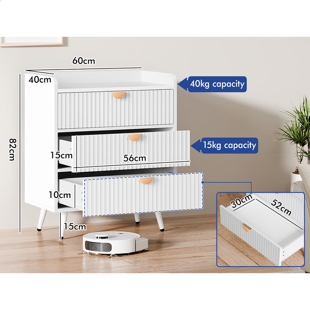 ALFORDSON 3 Chest of Drawers Modern Storage Cabinet Dresser Tallboy White