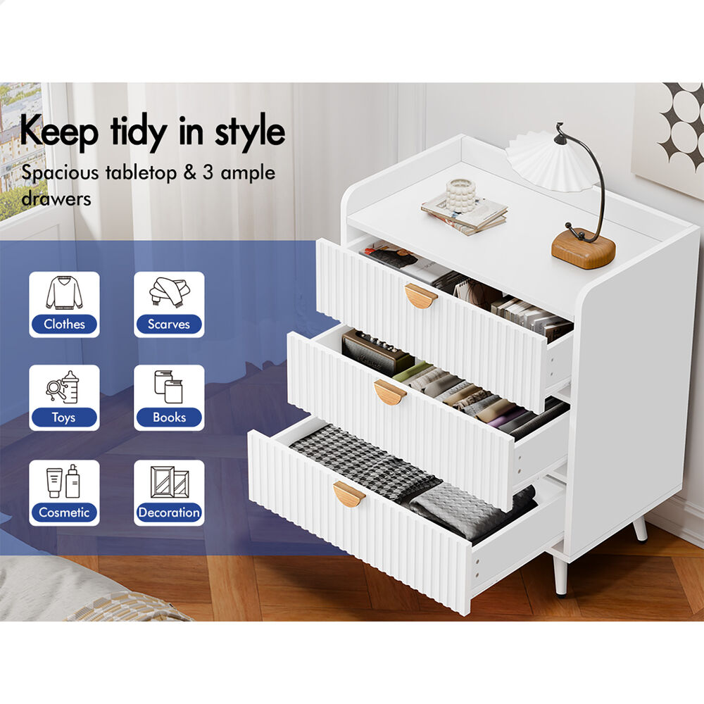 ALFORDSON 3 Chest of Drawers Modern Storage Cabinet Dresser Tallboy White