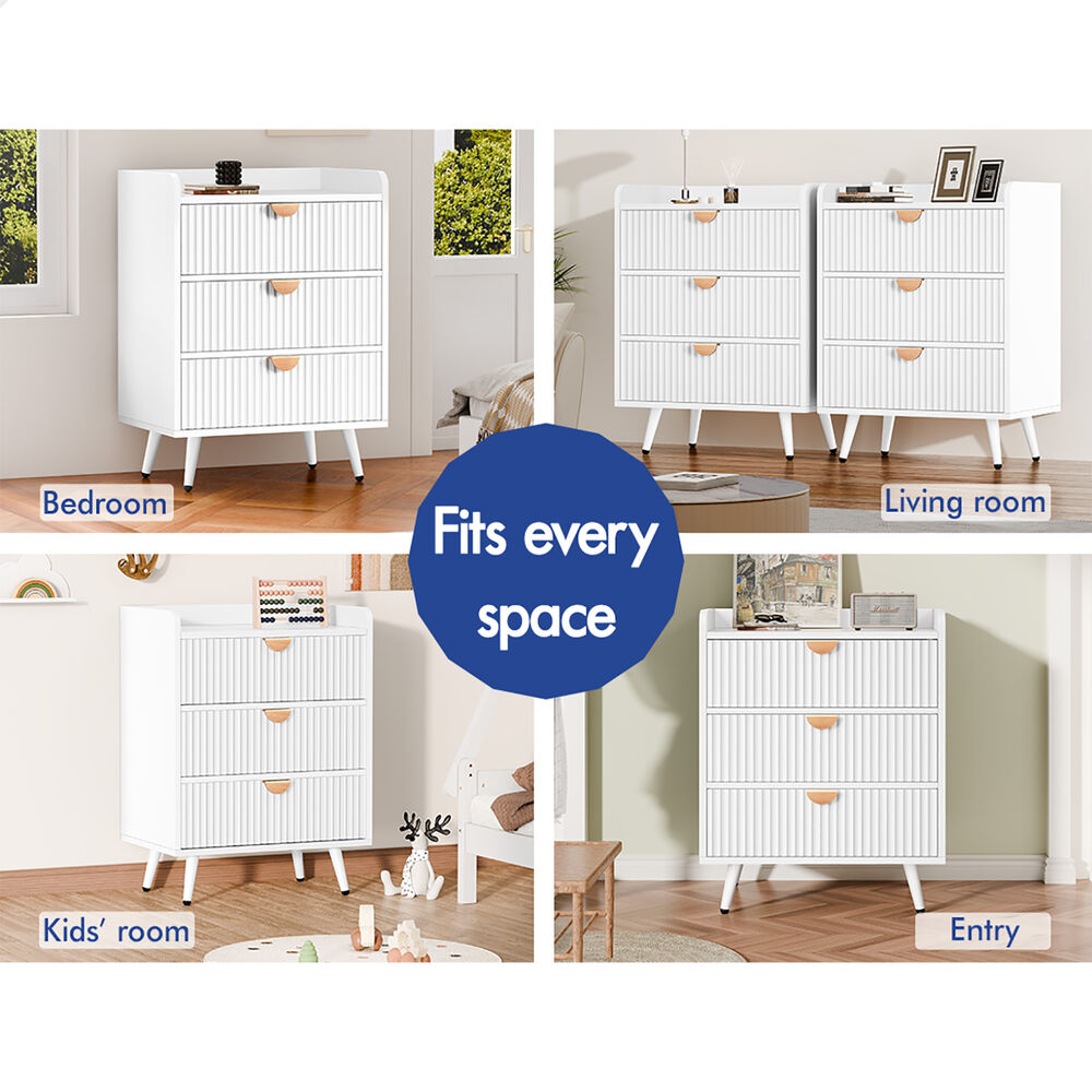 ALFORDSON 3 Chest of Drawers Modern Storage Cabinet Dresser Tallboy White