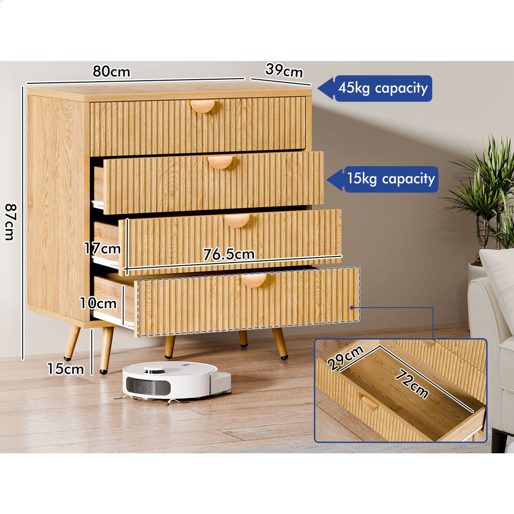 ALFORDSON 4 Chest of Drawers Modern Storage Cabinet Dresser Tallboy Wood