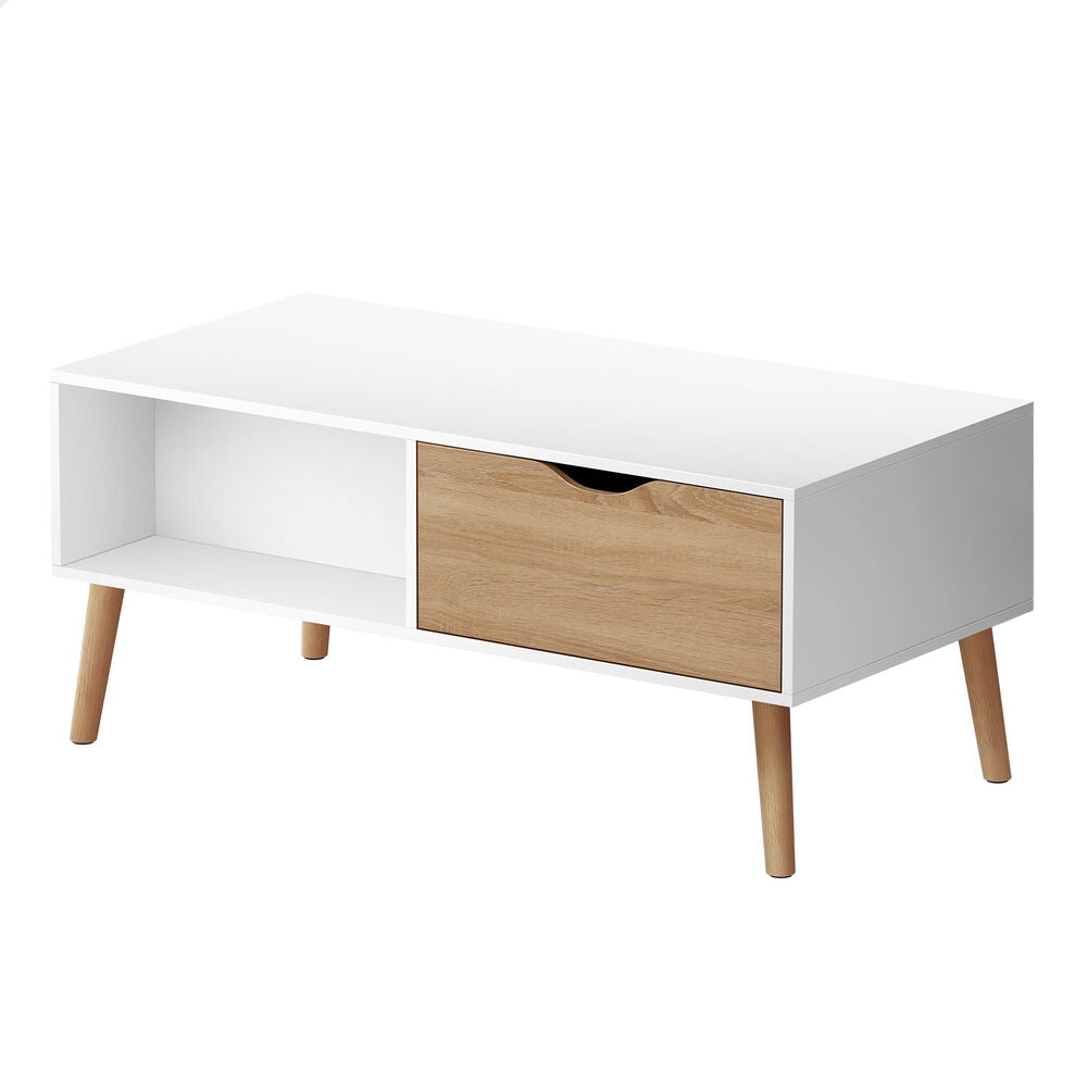 ALFORDSON Coffee Table Storage Tables 2 Drawers Shelf Modern Desk Whtie/Wood