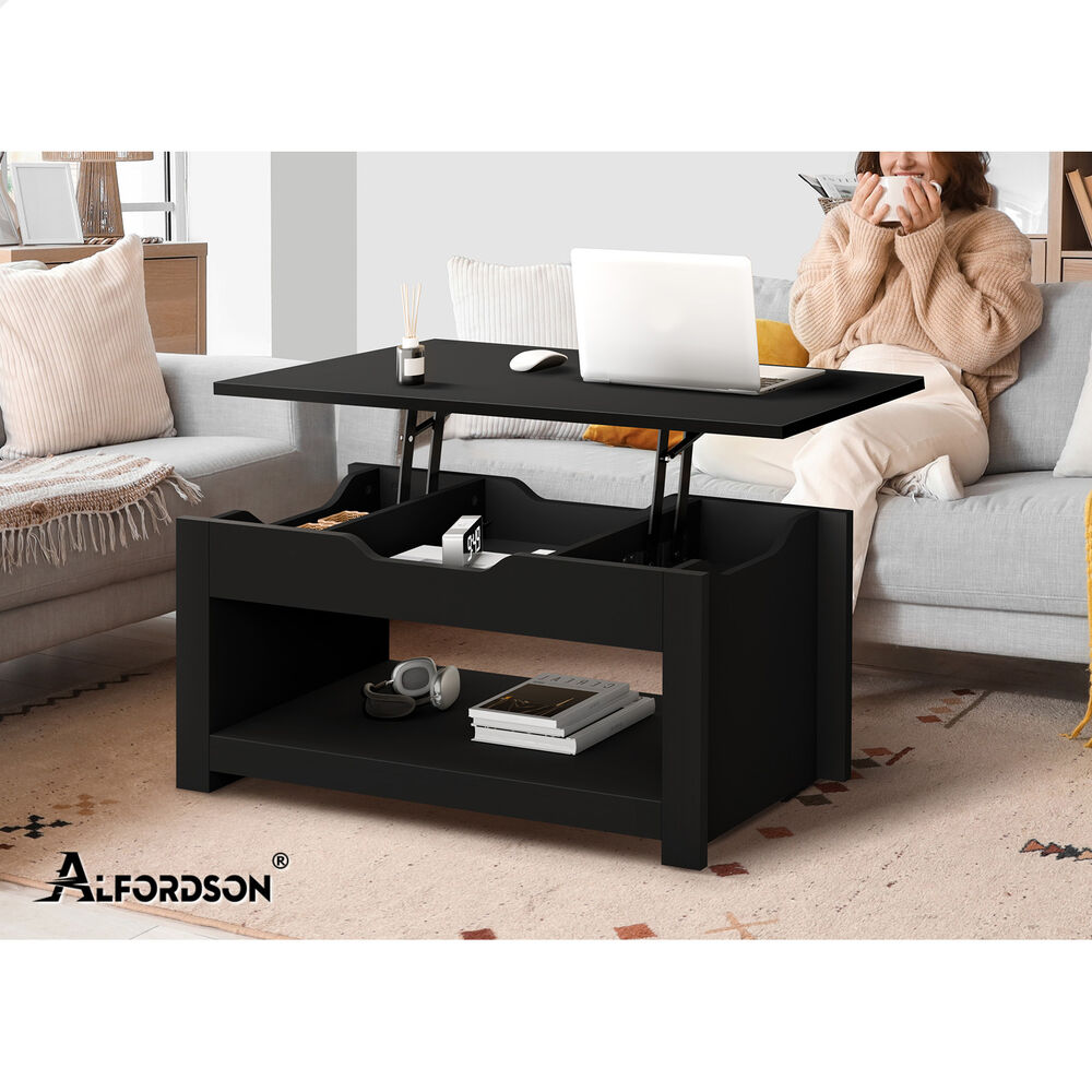 2-in-1 ALFORDSON Coffee Table Lift Up Top Black