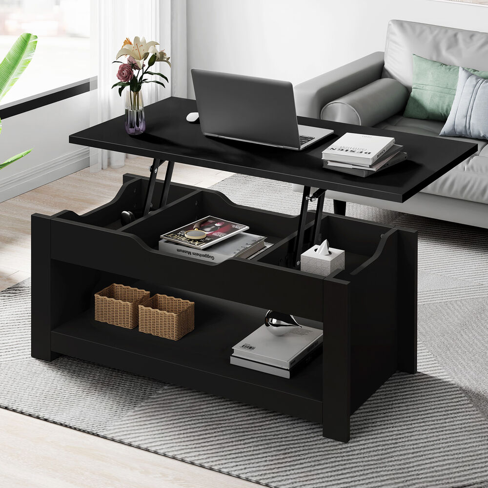 2-in-1 ALFORDSON Coffee Table Lift Up Top Black