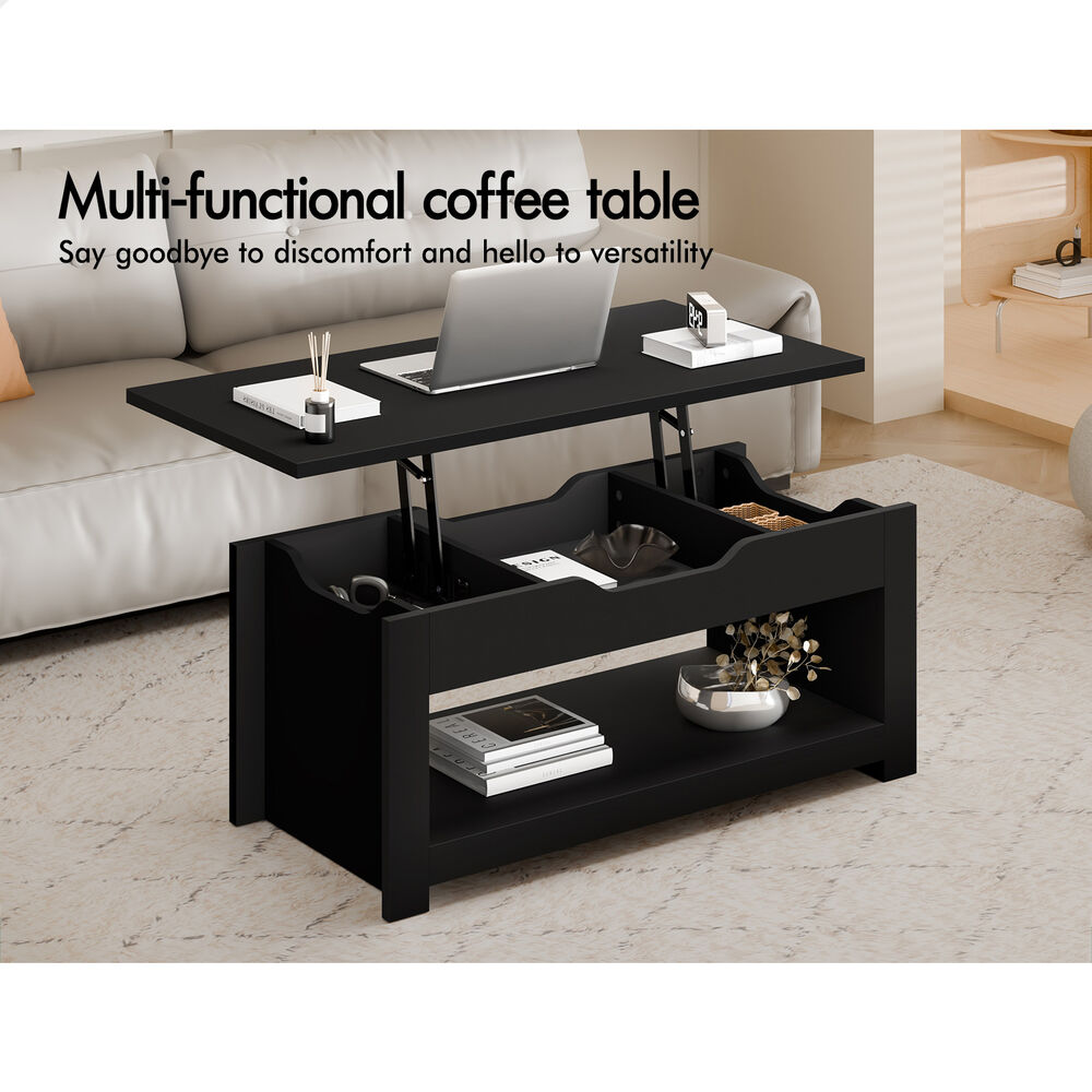 2-in-1 ALFORDSON Coffee Table Lift Up Top Black