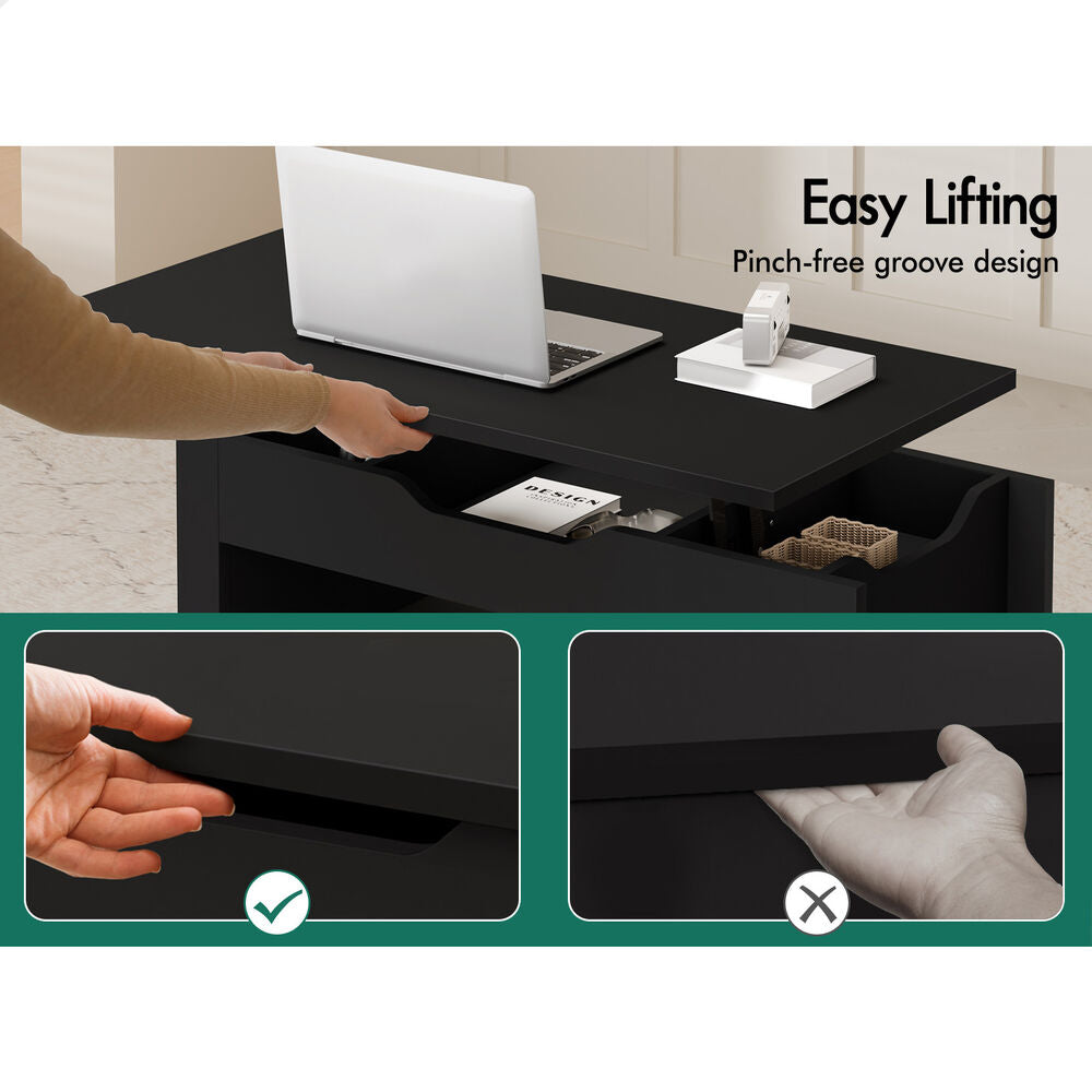 2-in-1 ALFORDSON Coffee Table Lift Up Top Black