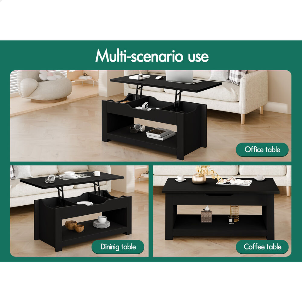 2-in-1 ALFORDSON Coffee Table Lift Up Top Black