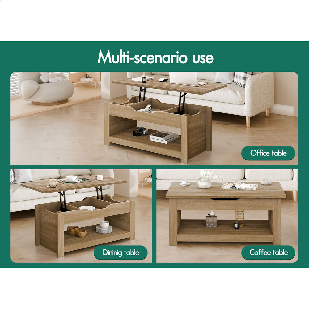 2-in-1 ALFORDSON Coffee Table Lift Up Top Oak