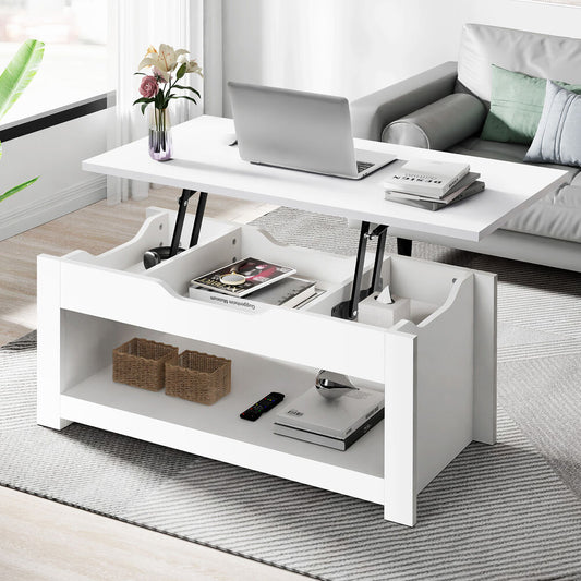 2-in-1 ALFORDSON Coffee Table Lift Up Top White