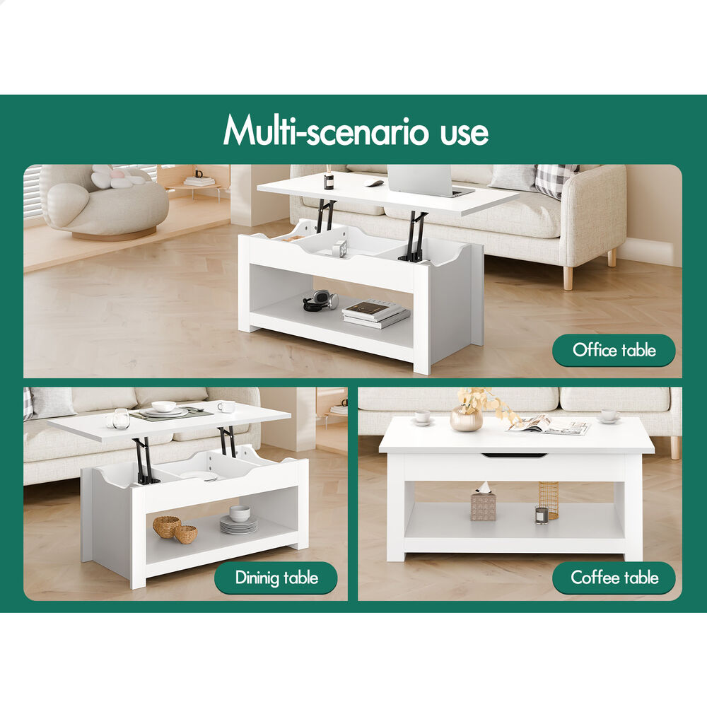2-in-1 ALFORDSON Coffee Table Lift Up Top White