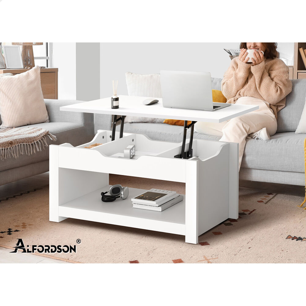 2-in-1 ALFORDSON Coffee Table Lift Up Top White