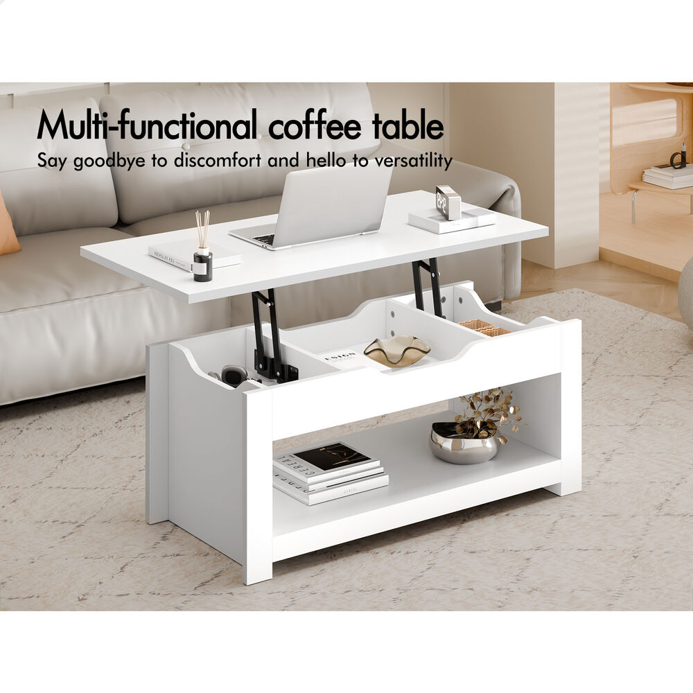 2-in-1 ALFORDSON Coffee Table Lift Up Top White