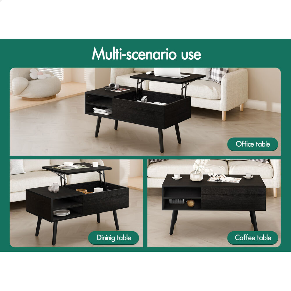 2-in-1 ALFORDSON Coffee Table Lift Up Hidden Storage Black