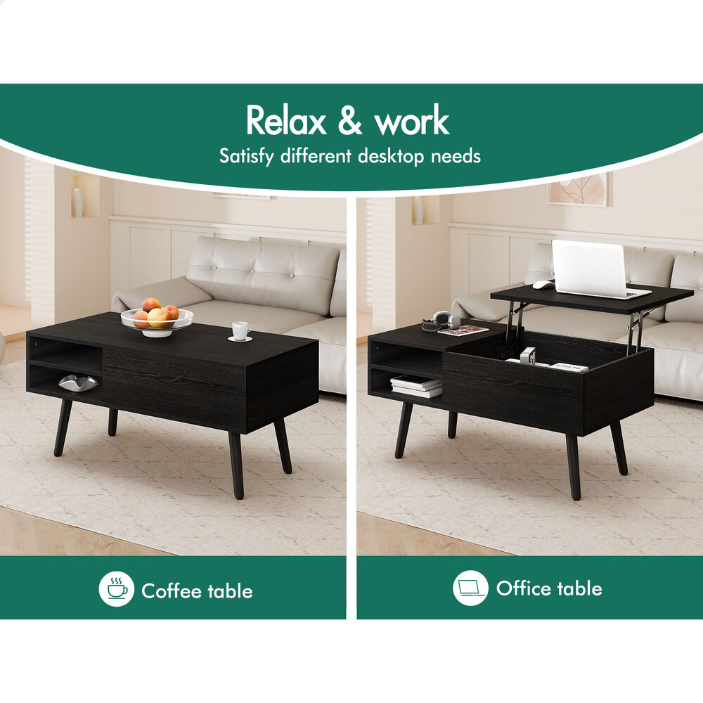 2-in-1 ALFORDSON Coffee Table Lift Up Hidden Storage Black
