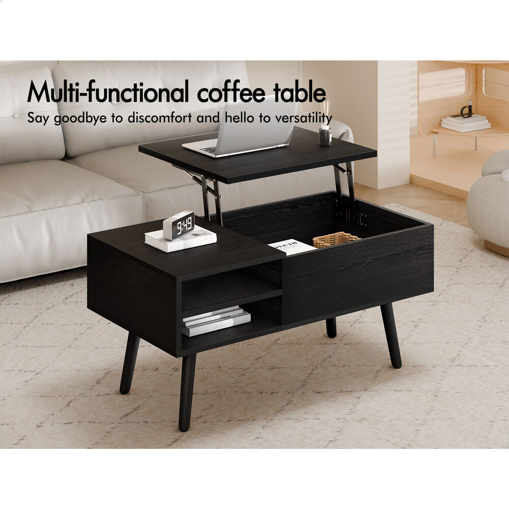 2-in-1 ALFORDSON Coffee Table Lift Up Hidden Storage Black