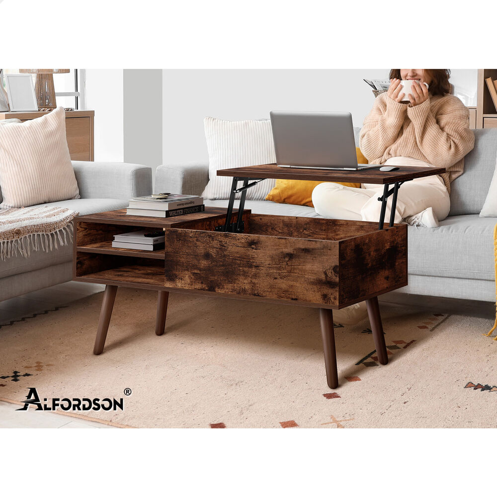 2-in-1 ALFORDSON Coffee Table Lift Up Hidden Storage Dark Oak