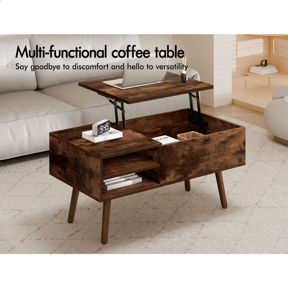 2-in-1 ALFORDSON Coffee Table Lift Up Hidden Storage Dark Oak