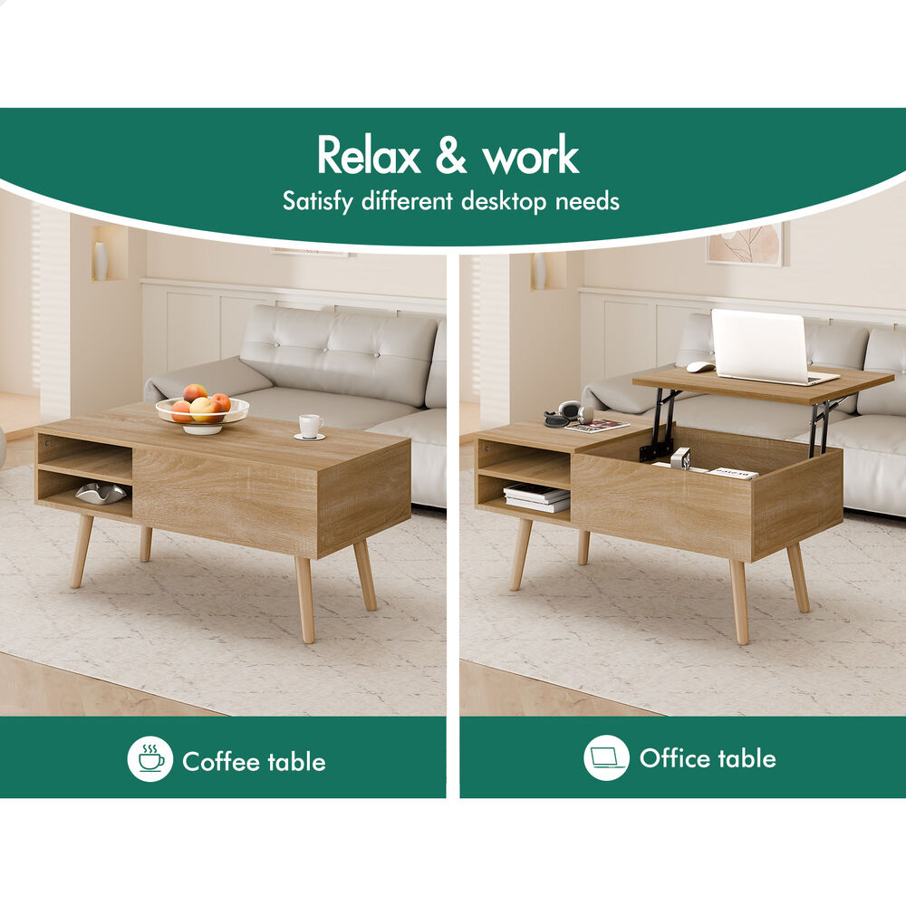 2-in-1 ALFORDSON Coffee Table Lift Up Hidden Storage Wood