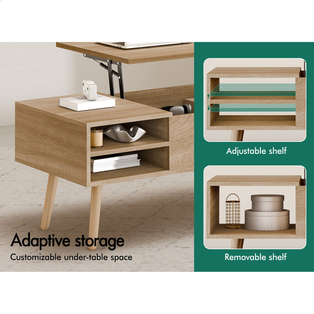 2-in-1 ALFORDSON Coffee Table Lift Up Hidden Storage Wood