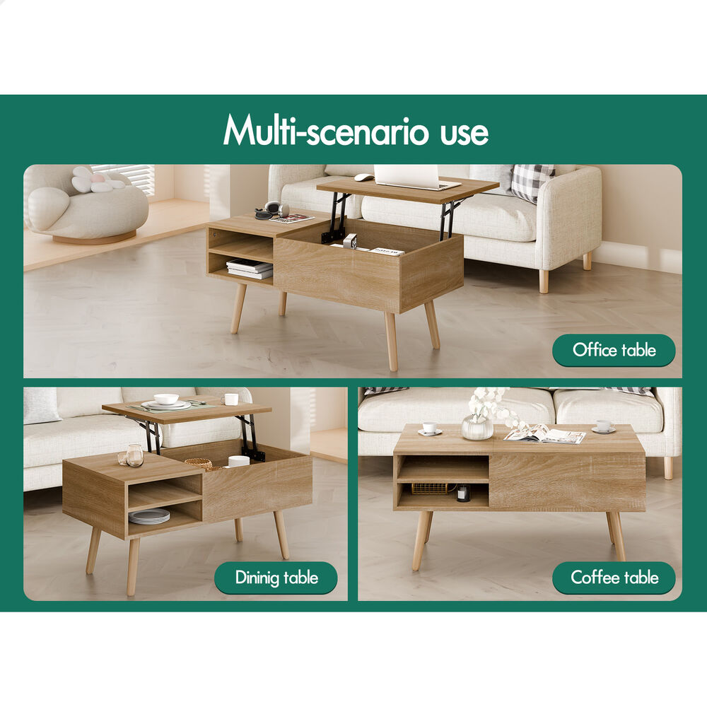 2-in-1 ALFORDSON Coffee Table Lift Up Hidden Storage Wood