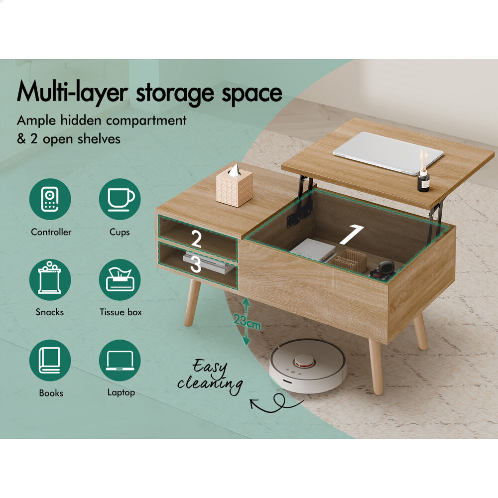 2-in-1 ALFORDSON Coffee Table Lift Up Hidden Storage Wood