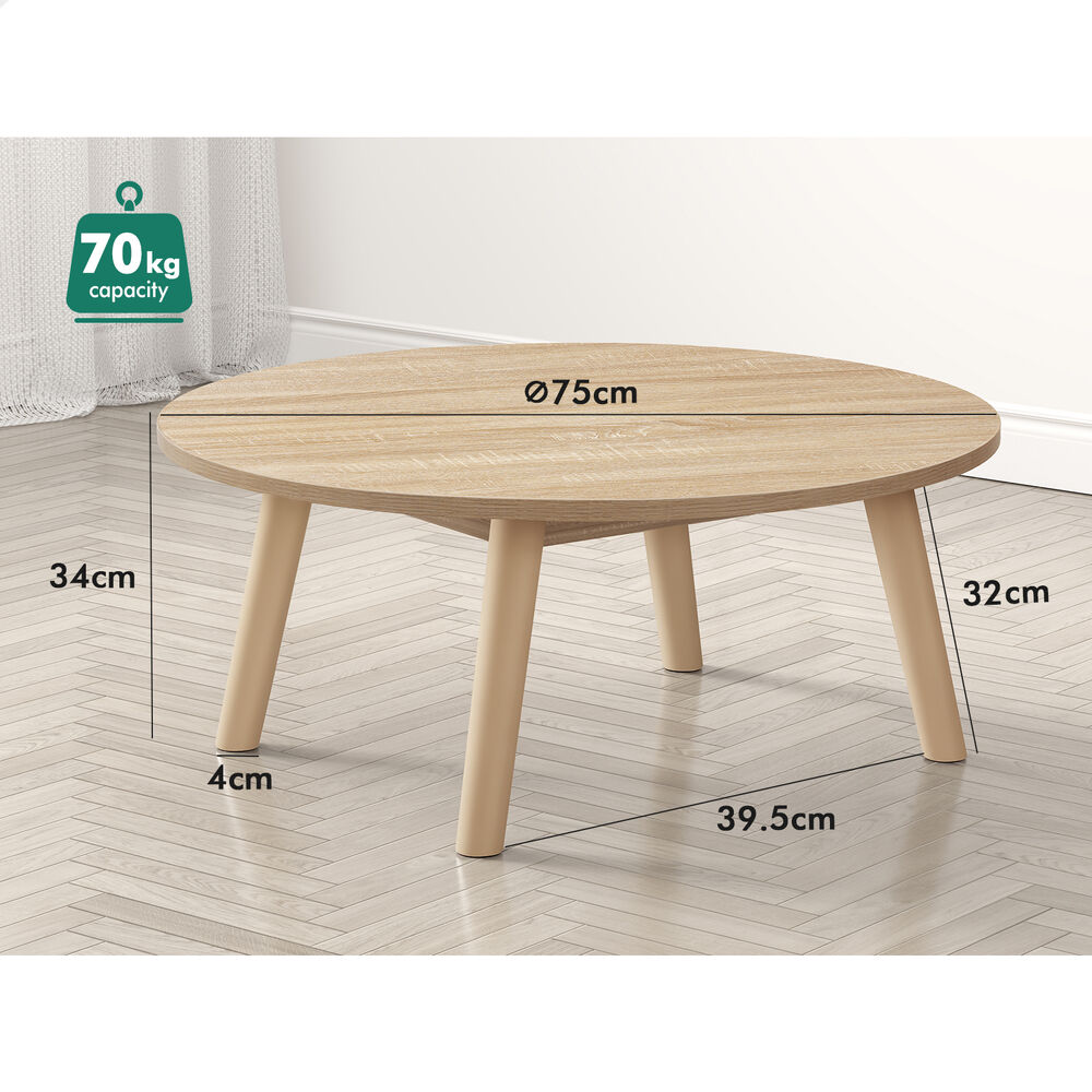 ALFORDSON Coffee Table Modern Round Table Sturdy Wooden Legs Living Room Wood