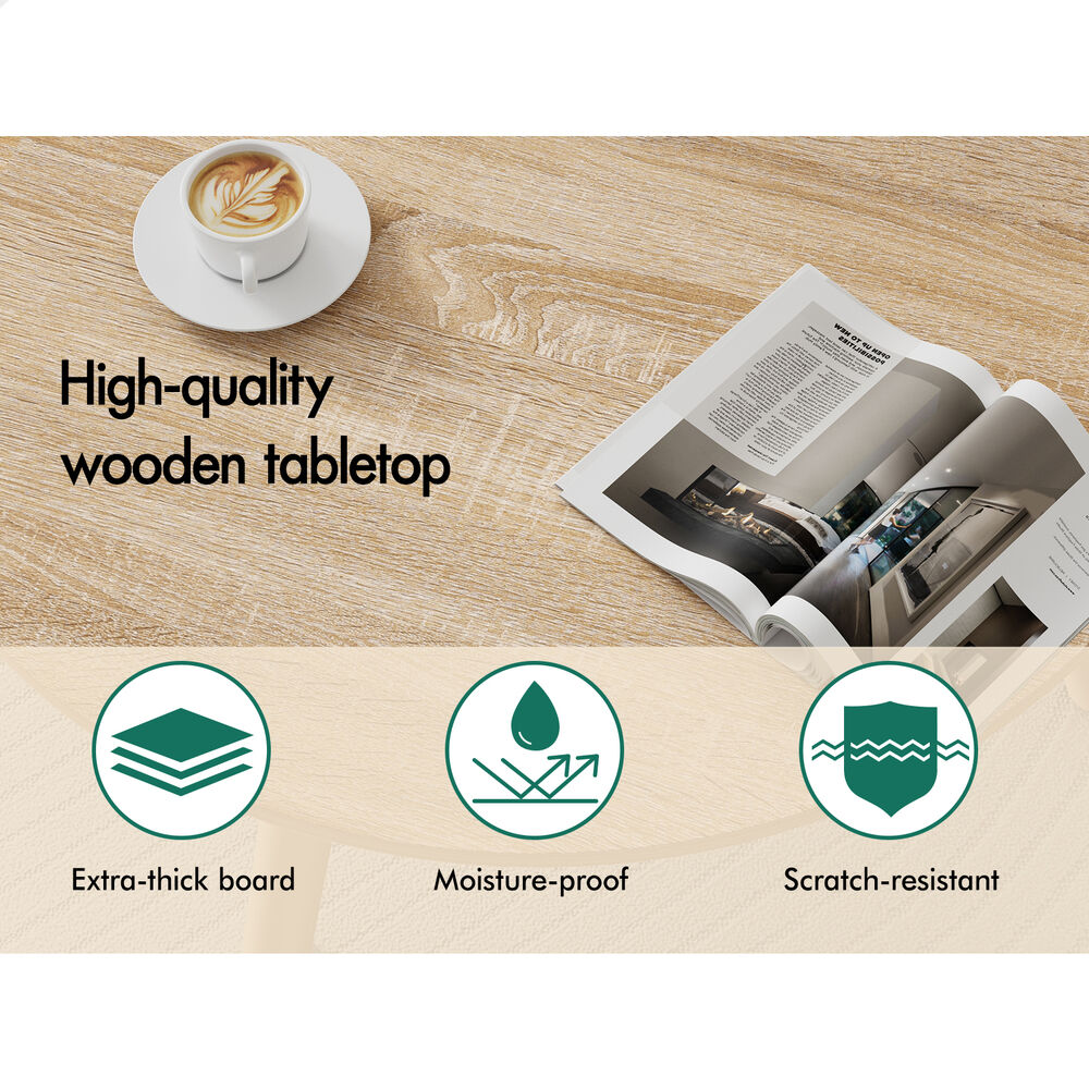 ALFORDSON Coffee Table Modern Round Table Sturdy Wooden Legs Living Room Wood
