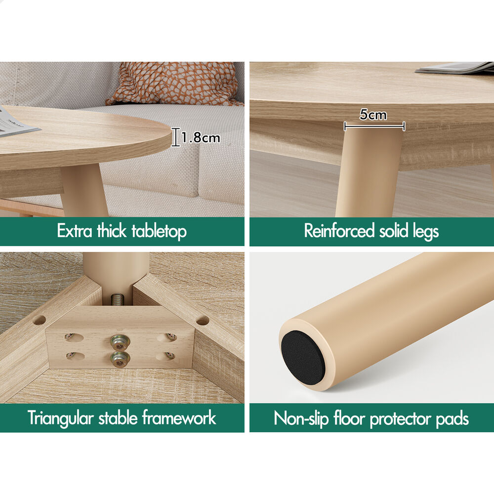 ALFORDSON Coffee Table Modern Round Table Sturdy Wooden Legs Living Room Wood