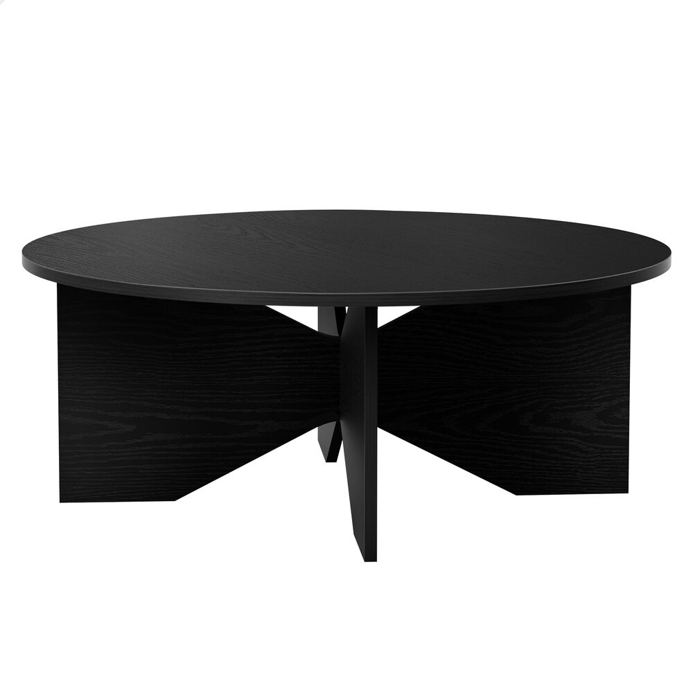 ALFORDSON Coffee Table Modern Round Table X-shape Wooden Legs Living Room Black