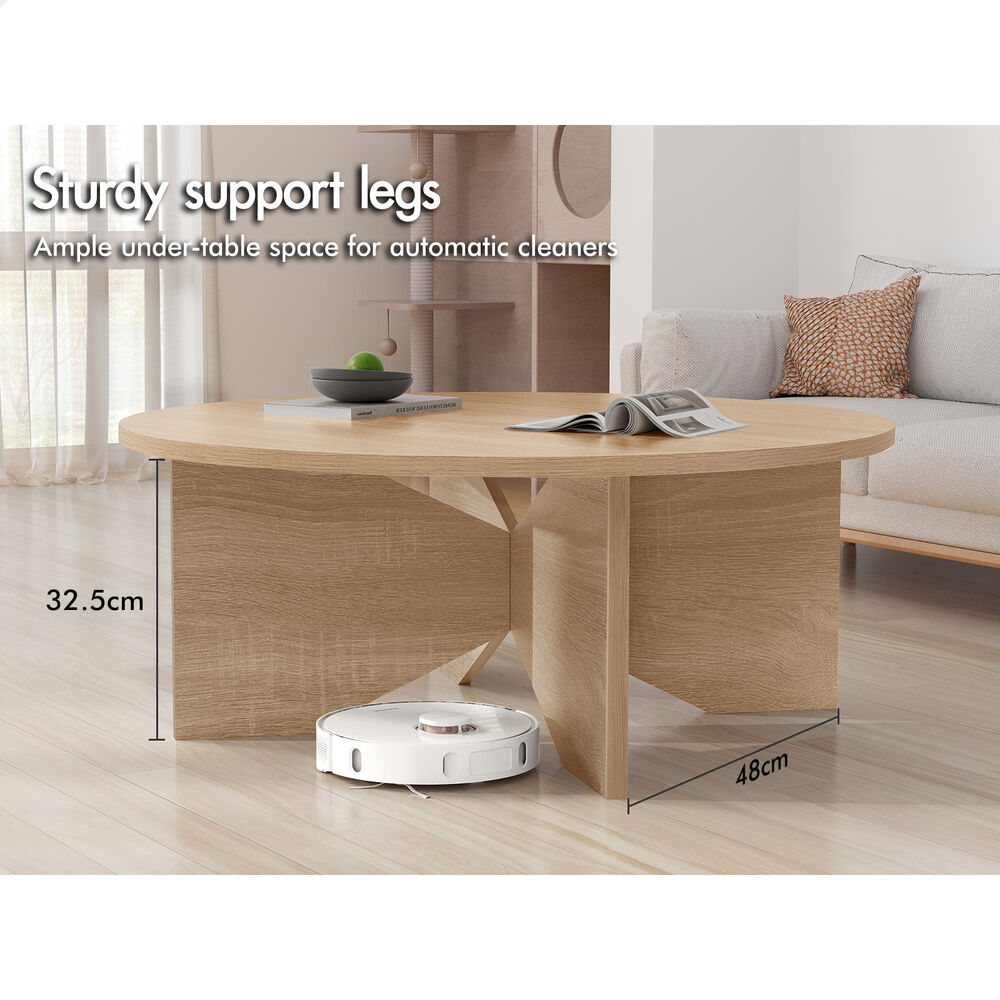 ALFORDSON Coffee Table Modern Round Table X-shape Wooden Legs Living Room Wood
