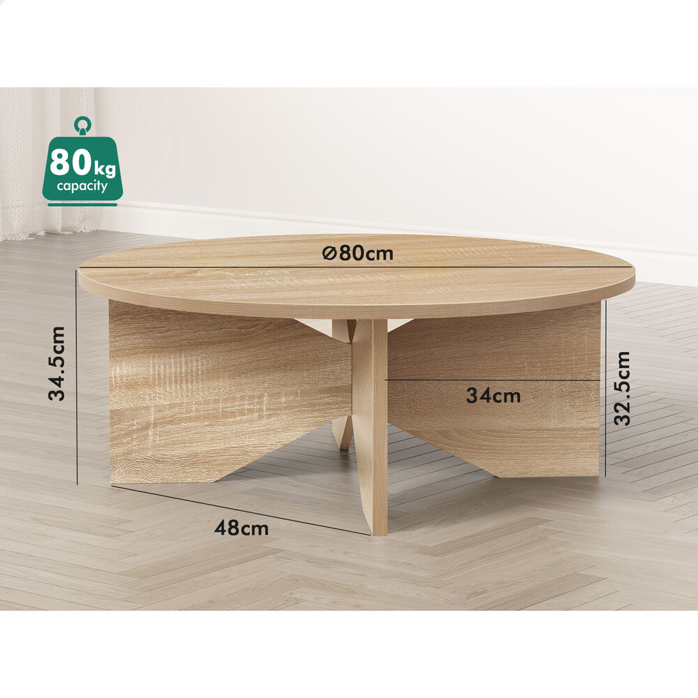 ALFORDSON Coffee Table Modern Round Table X-shape Wooden Legs Living Room Wood