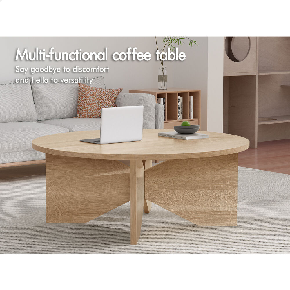 ALFORDSON Coffee Table Modern Round Table X-shape Wooden Legs Living Room Wood