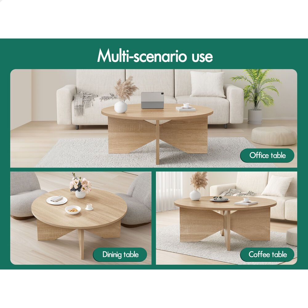 ALFORDSON Coffee Table Modern Round Table X-shape Wooden Legs Living Room Wood