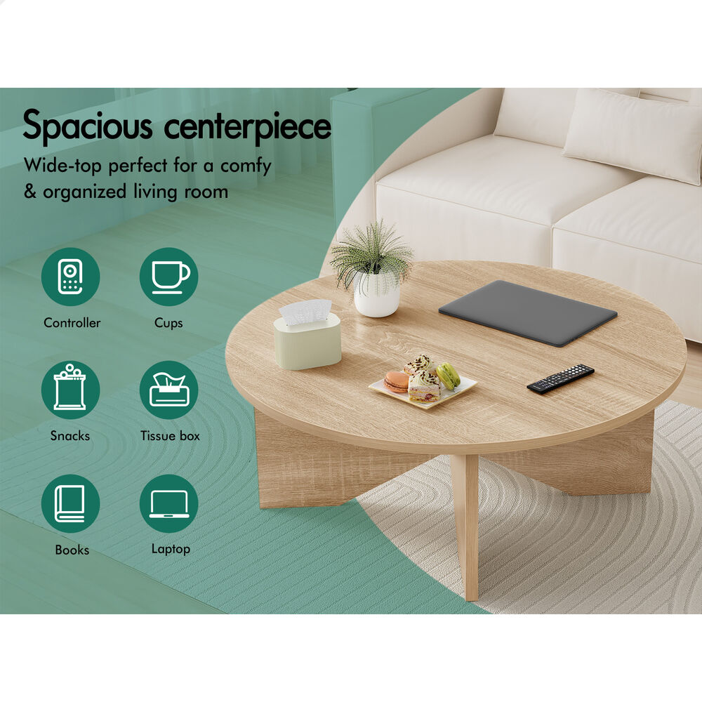 ALFORDSON Coffee Table Modern Round Table X-shape Wooden Legs Living Room Wood