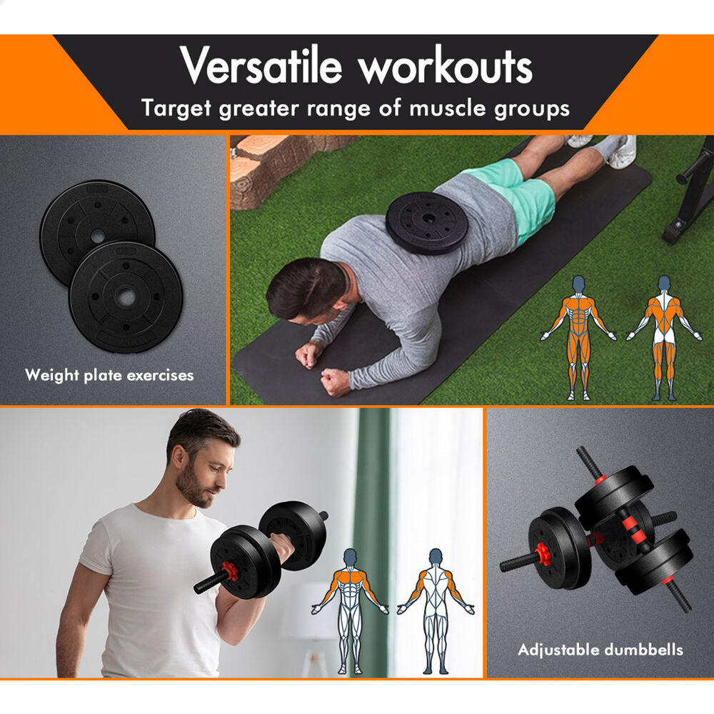 20kg BLACK LORD Dumbbell Set 4in1 Adjustable Barbell