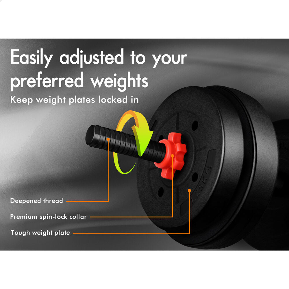 20kg BLACK LORD Dumbbell Set 4in1 Adjustable Barbell