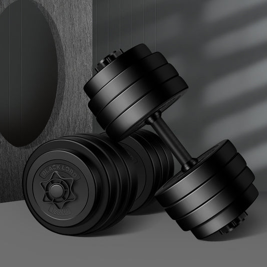 BLACK LORD 35KG Adjustable Dumbbell Set Rubber Weight Plates Lifting Bench Black
