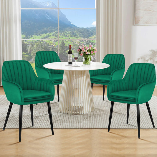 ALFORDSON 4x Dining Chair Armchair Kitchen Lounge Padded Seat Sofa Velvet Green