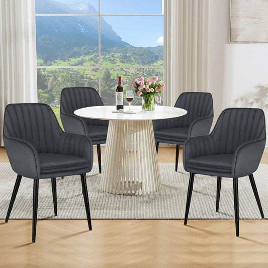 ALFORDSON 4x Dining Chairs Armchair Kitchen Lounge Padded Seat Sofa Velvet Grey