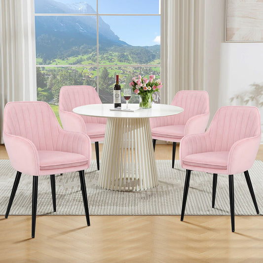 ALFORDSON 4x Dining Chair Armchair Kitchen Cafe Lounge Padded Seat Velvet Pink
