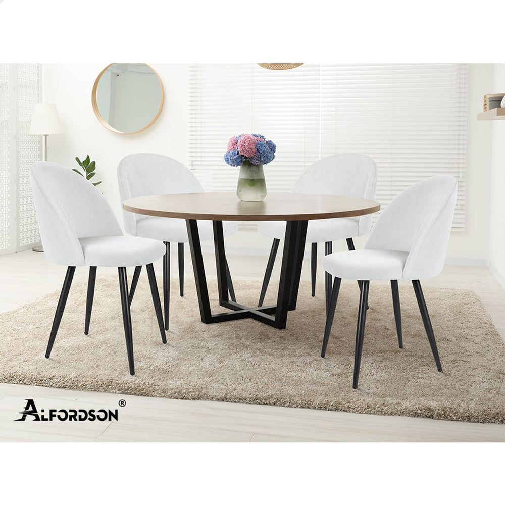 ALFORDSON 2x Dining Chairs Velvet White