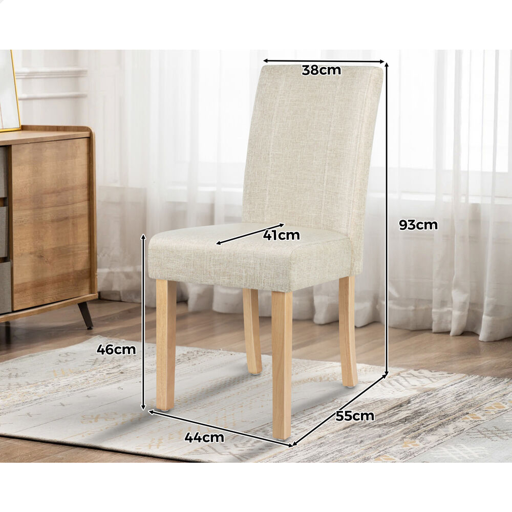 ALFORDSON 2x Dining Chairs Cafe Kitchen Chair Retro High-Back Wood Fabric Beige