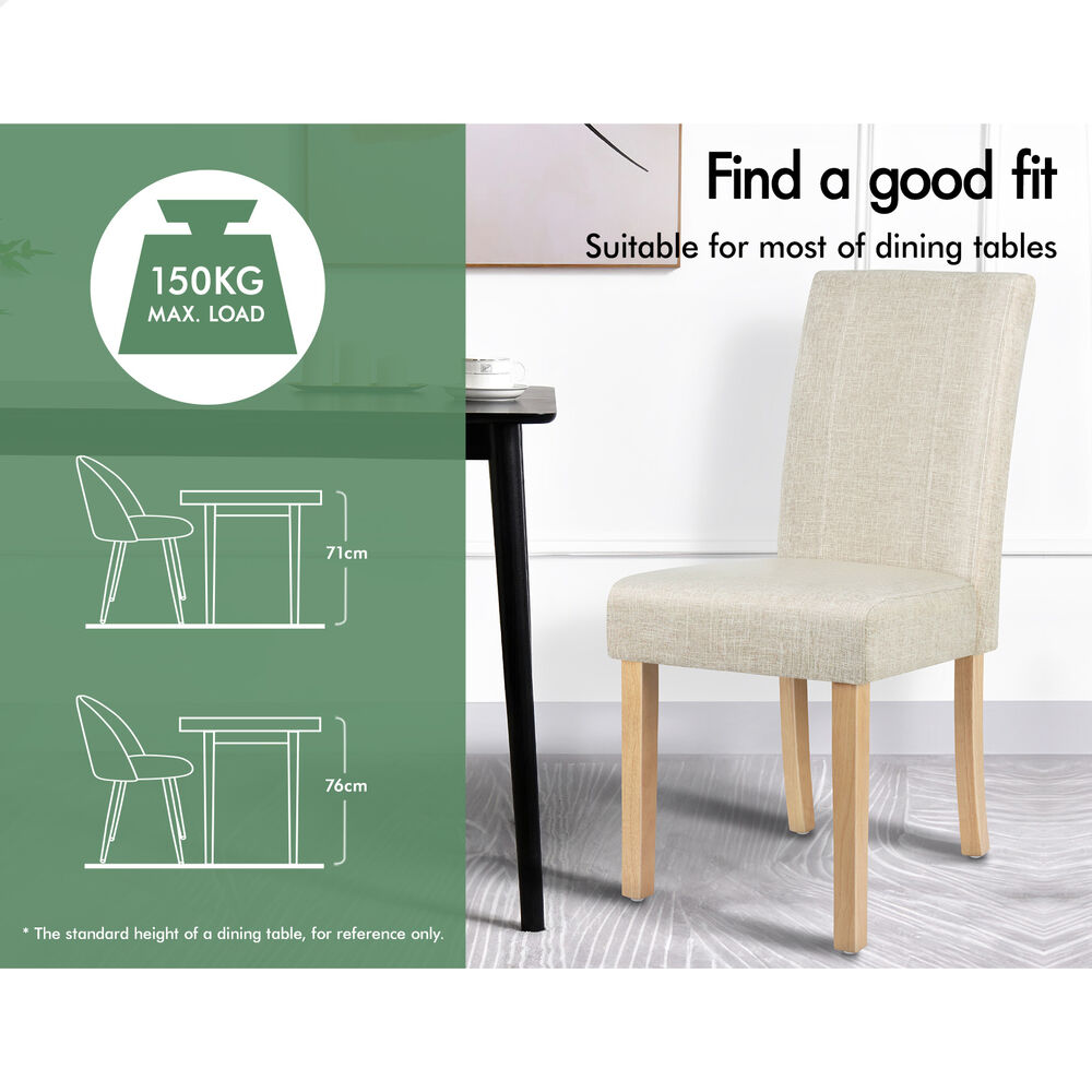 ALFORDSON 2x Dining Chairs Cafe Kitchen Chair Retro High-Back Wood Fabric Beige